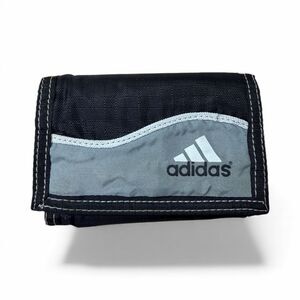 adidas Y2K Trifold Wallet Black Gray Reflective 3-Stripes Velcro Zip